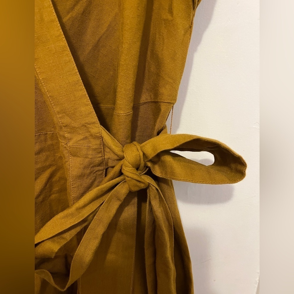 MADEWELL Linen-Blend Ruffle-Sleeve Wrap Midi Dress Cotton - Picture 4 of 10